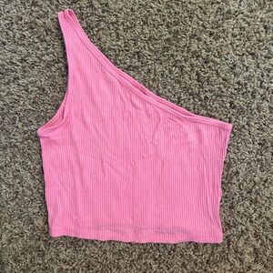 PacSun Pink Asymmetrical Ribbed Crop Top
